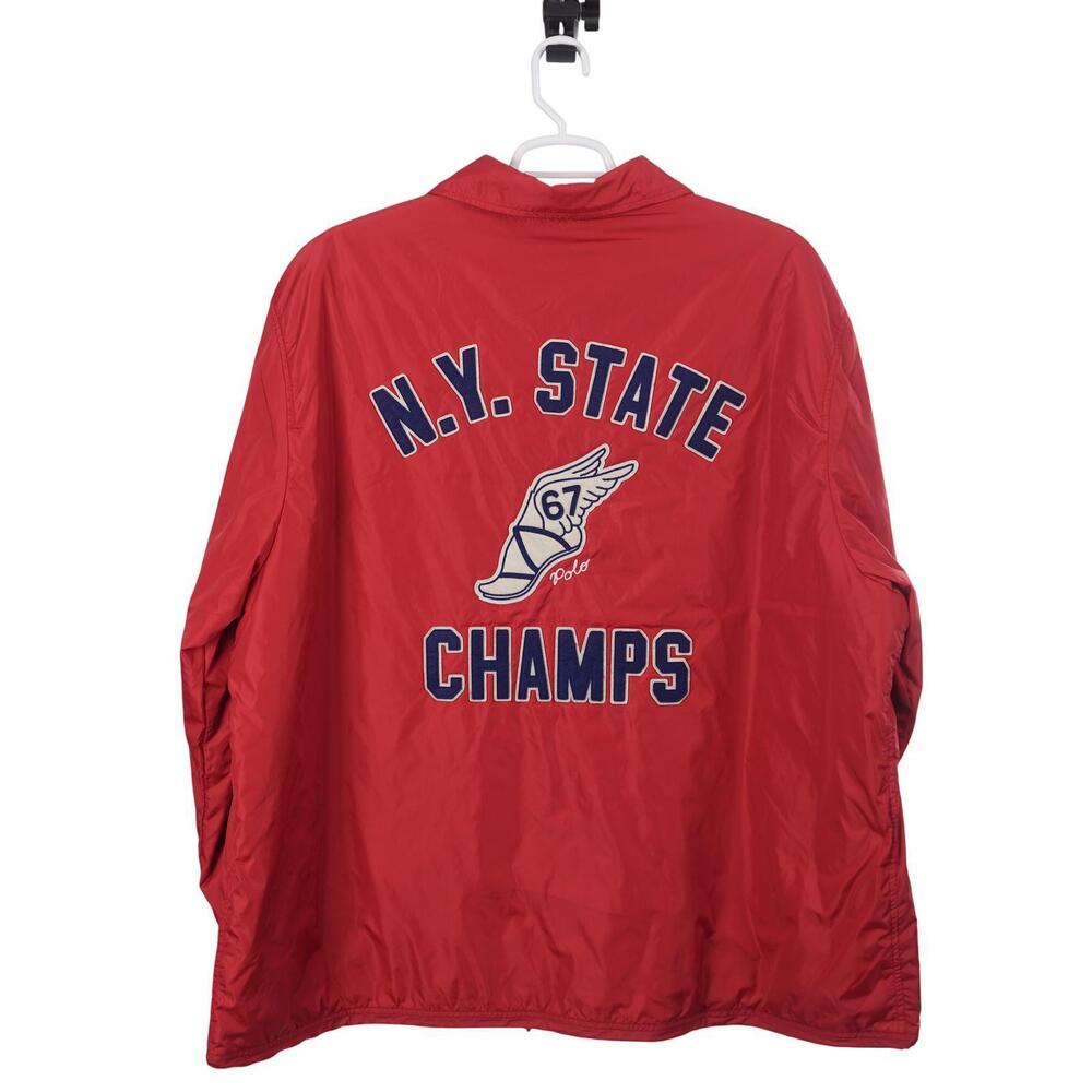 NWOT Polo Ralph Lauren Coach Jacket 3XB Red Nylon NY State Champs P Wing Snap
